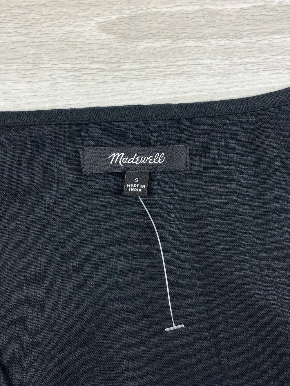 Madewell Linen Pleated Shirtdress Short Sleeve Black Size Small Relaxed Fit Midi - Picture 10 of 13